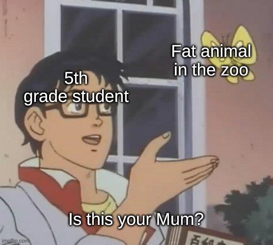 Is This A Pigeon | Fat animal in the zoo; 5th grade student; Is this your Mum? | image tagged in memes,is this a pigeon,animals | made w/ Imgflip meme maker