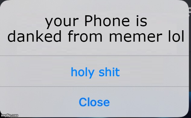 danked | your Phone is danked from memer lol; holy shit | image tagged in iphone,message | made w/ Imgflip meme maker
