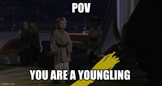 This is where the fun begins | POV; YOU ARE A YOUNGLING | image tagged in anakin kills younglings,this is where the fun begins | made w/ Imgflip meme maker