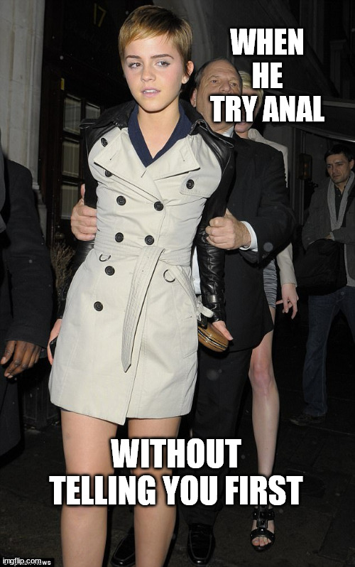 Emma Watson Meme | WHEN HE TRY ANAL; WITHOUT TELLING YOU FIRST | image tagged in emma watson meme,harvey weinstein | made w/ Imgflip meme maker