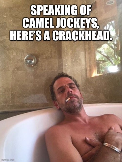 Hunter Biden | SPEAKING OF CAMEL JOCKEYS, HERE’S A CRACKHEAD. | image tagged in hunter biden | made w/ Imgflip meme maker