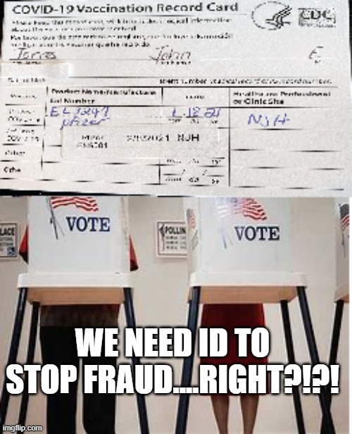 ID? |  WE NEED ID TO STOP FRAUD....RIGHT?!?! | image tagged in i wonder | made w/ Imgflip meme maker