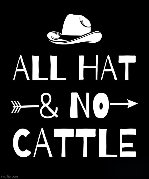 All hat & no cattle | image tagged in all hat no cattle | made w/ Imgflip meme maker