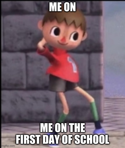skool tingz | ME ON; ME ON THE FIRST DAY OF SCHOOL | image tagged in school | made w/ Imgflip meme maker