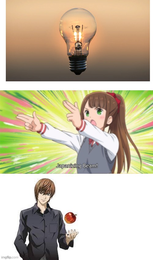 y e s | image tagged in anime japanizing beam,death note,light bulb | made w/ Imgflip meme maker