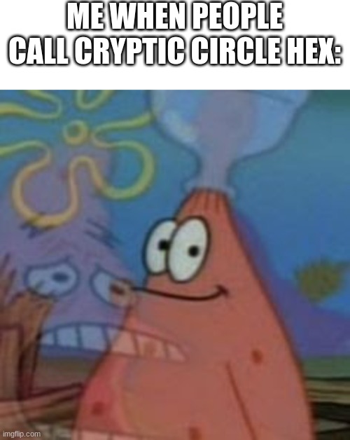 ME WHEN PEOPLE CALL CRYPTIC CIRCLE HEX: | image tagged in blank white template,pain | made w/ Imgflip meme maker