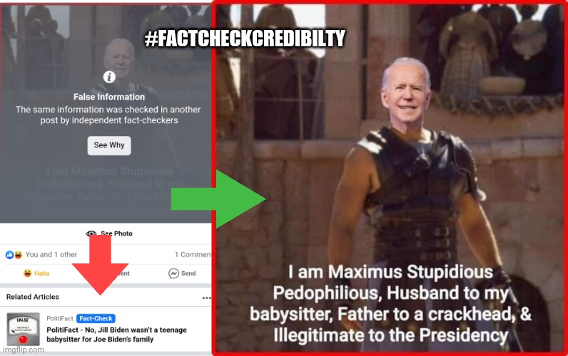 #FACTCHECKCREDIBILTY | image tagged in facebook,fact-check,joe biden | made w/ Imgflip meme maker