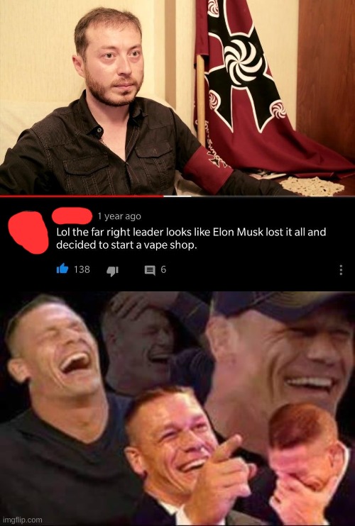I died laughing at this | image tagged in john cena laughing,elon musk,rare | made w/ Imgflip meme maker