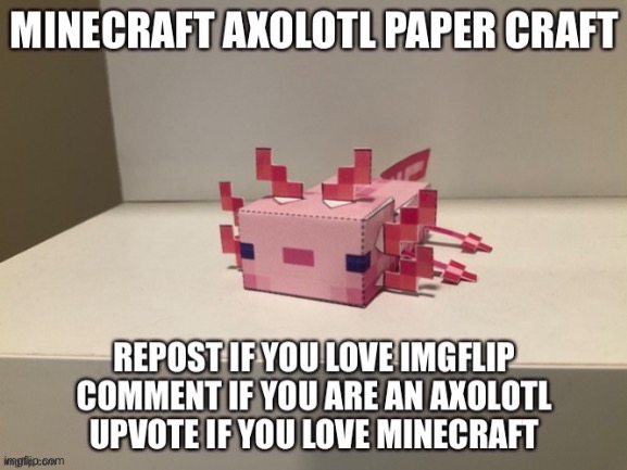 E | image tagged in repost,axolotl,minecraft | made w/ Imgflip meme maker