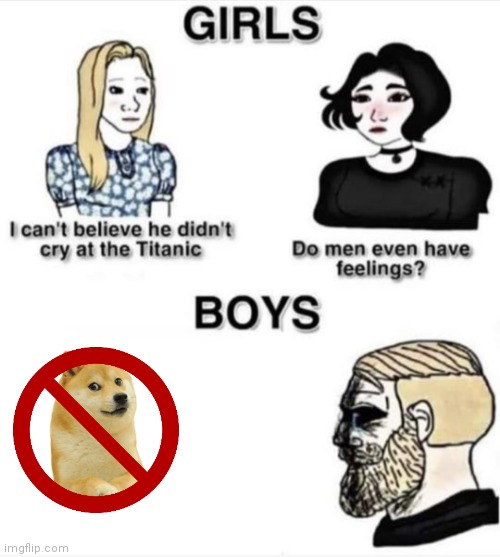 NOOOO DOGE CANSELED | image tagged in yes chad but about feelings | made w/ Imgflip meme maker