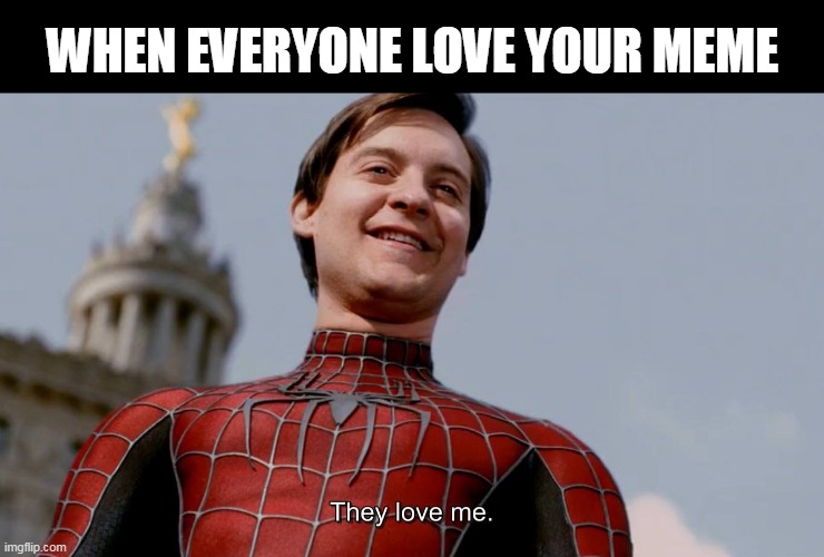 love my meme | WHEN EVERYONE LOVE YOUR MEME | image tagged in they love me | made w/ Imgflip meme maker