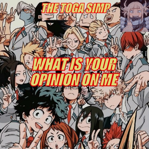 be honest | WHAT IS YOUR OPINION ON ME | image tagged in eyitayos mha temp | made w/ Imgflip meme maker