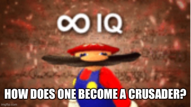 Infinite IQ | HOW DOES ONE BECOME A CRUSADER? | image tagged in infinite iq | made w/ Imgflip meme maker