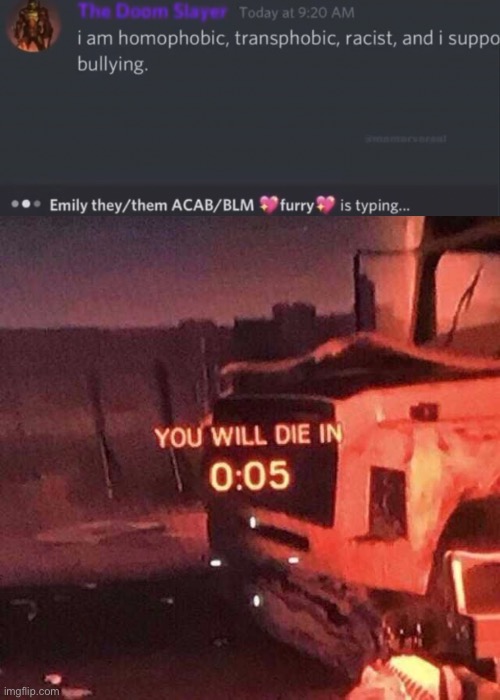 image tagged in you will die in 0 05 | made w/ Imgflip meme maker