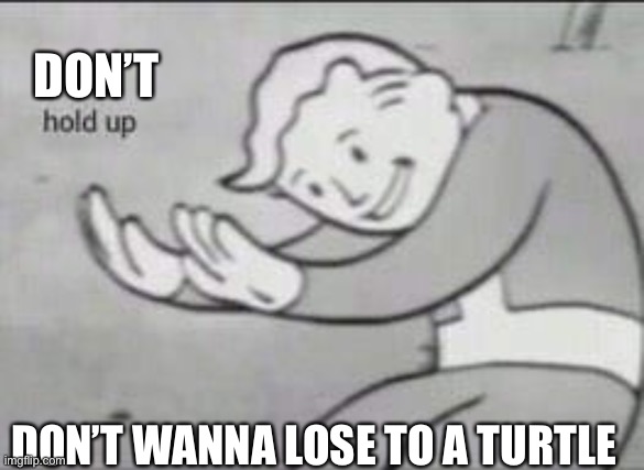 Fallout Hold Up | DON’T; DON’T WANNA LOSE TO A TURTLE | image tagged in fallout hold up | made w/ Imgflip meme maker