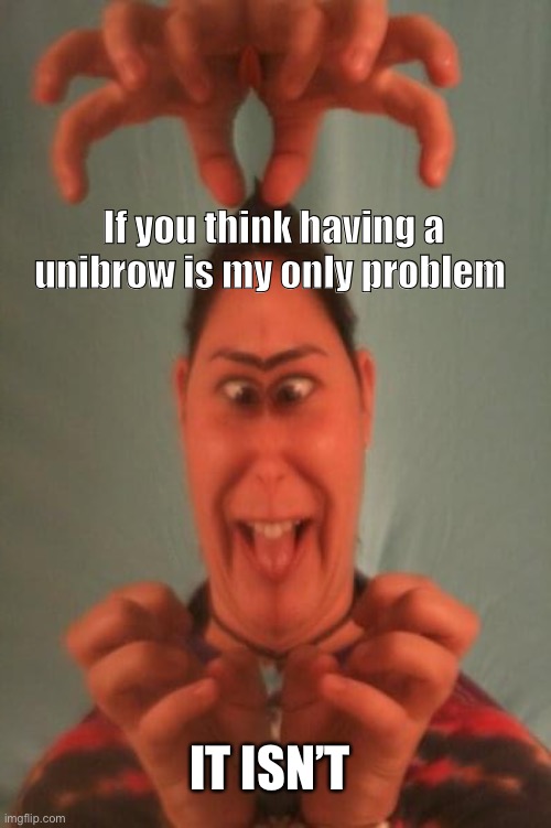 Uni | If you think having a unibrow is my only problem; IT ISN’T | image tagged in memes,funny memes,hilarious | made w/ Imgflip meme maker