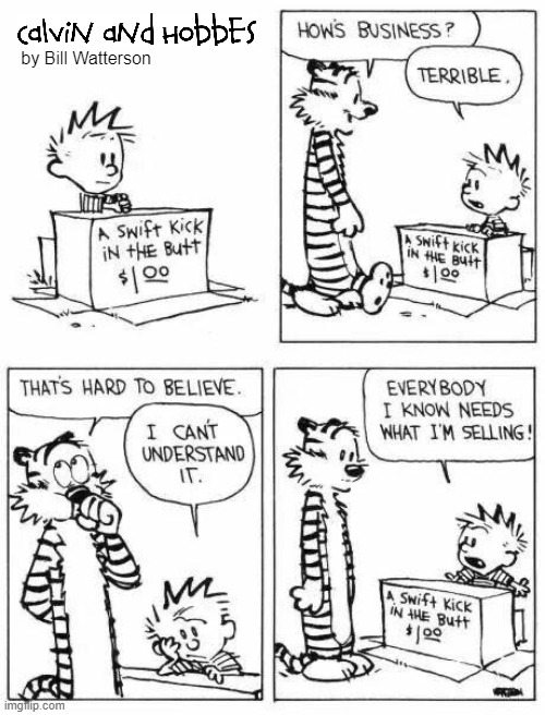 Myself included | by Bill Watterson | image tagged in comics,calvin and hobbes,kick,economics,mystery | made w/ Imgflip meme maker