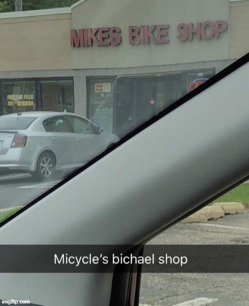 bichael | image tagged in biycle shop,mike,micyle | made w/ Imgflip meme maker