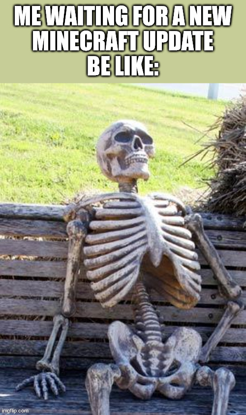 Waiting Skeleton Meme | ME WAITING FOR A NEW
MINECRAFT UPDATE
BE LIKE: | image tagged in memes,minecraft memes,funny memes | made w/ Imgflip meme maker