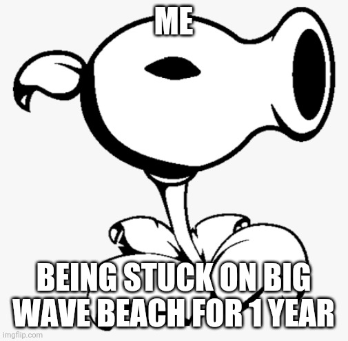Big wave beach is hard | ME; BEING STUCK ON BIG WAVE BEACH FOR 1 YEAR | image tagged in deadplants exe | made w/ Imgflip meme maker