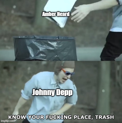 Know Your Place Trash | Amber Heard; Johnny Depp | image tagged in know your place trash | made w/ Imgflip meme maker