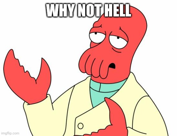 Futurama Zoidberg Meme | WHY NOT HELL | image tagged in memes,futurama zoidberg | made w/ Imgflip meme maker