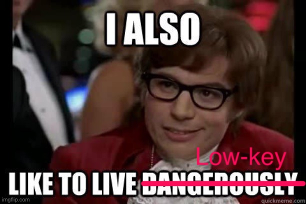 I also like to live revised | image tagged in low-key,austin powers,chill,chill weekend,friends,relationship | made w/ Imgflip meme maker