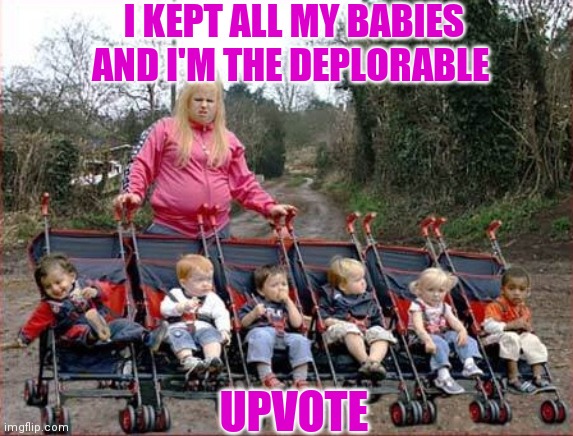 I KEPT ALL MY BABIES AND I'M THE DEPLORABLE UPVOTE | made w/ Imgflip meme maker