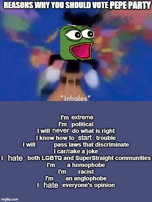 extreme never start 't hate hate PEPE PARTY | made w/ Imgflip meme maker