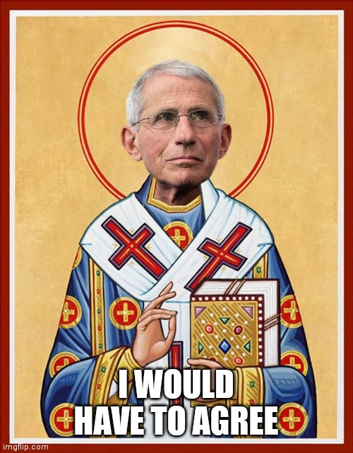 Saint Fauci | I WOULD HAVE TO AGREE | image tagged in saint fauci | made w/ Imgflip meme maker