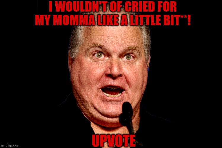 I WOULDN'T OF CRIED FOR MY MOMMA LIKE A LITTLE BIT**! UPVOTE | made w/ Imgflip meme maker