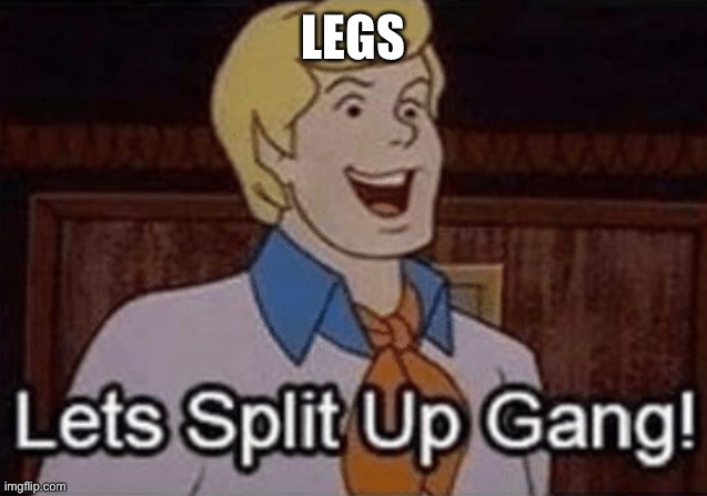 Let’s split up hang! | LEGS | image tagged in let s split up hang | made w/ Imgflip meme maker
