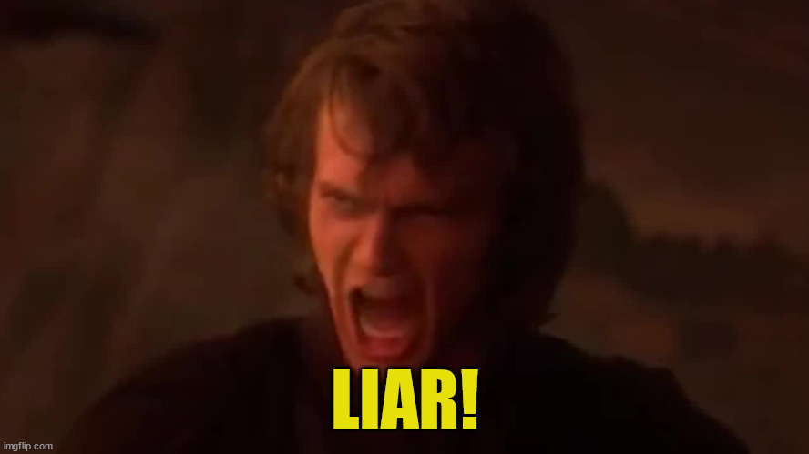 Better version of Anakin Screaming "Liar!" |  LIAR! | image tagged in anakin screaming in anger liar | made w/ Imgflip meme maker