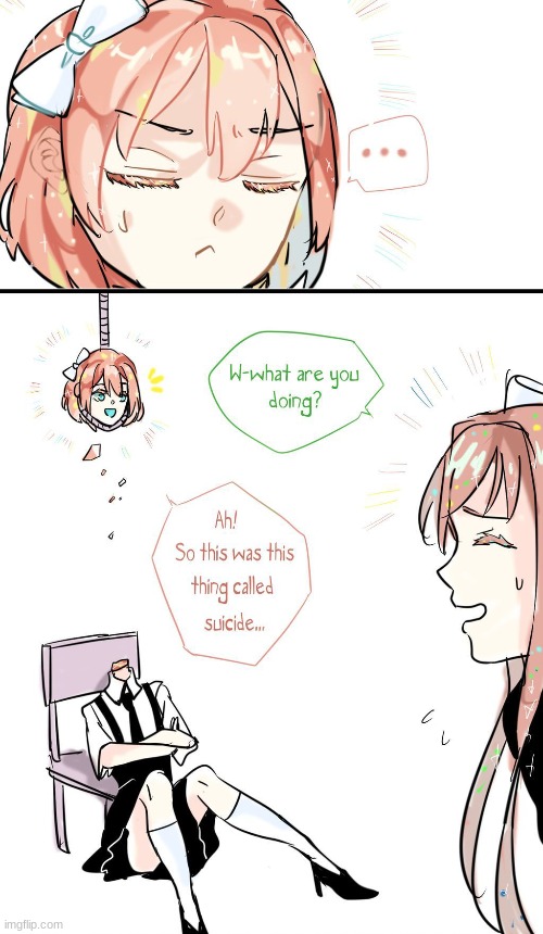 oof rip sayori | image tagged in hanging out,noose,suicide | made w/ Imgflip meme maker