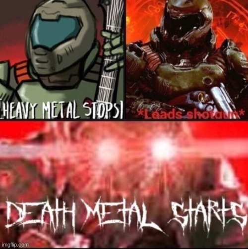 Death metal intensifies* | image tagged in doom music template | made w/ Imgflip meme maker