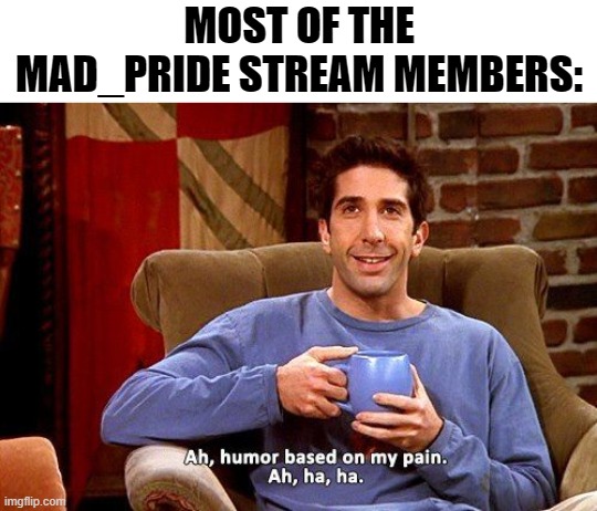 Pretty much | MOST OF THE MAD_PRIDE STREAM MEMBERS: | image tagged in ross humor based on my pain,mad pride,ross,memes,funny | made w/ Imgflip meme maker