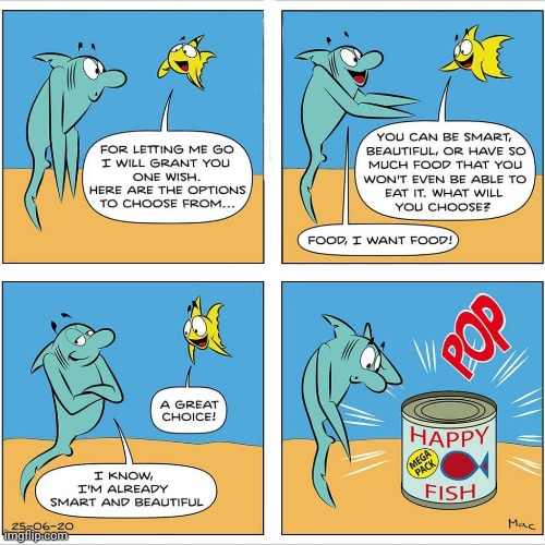 A can of the Happy Fish food | image tagged in fish,food,comics/cartoons,comics,comic | made w/ Imgflip meme maker