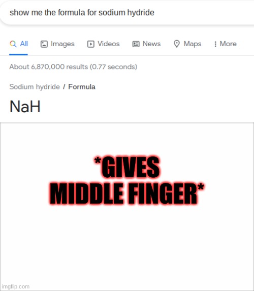 NaH | *GIVES MIDDLE FINGER* | image tagged in google | made w/ Imgflip meme maker
