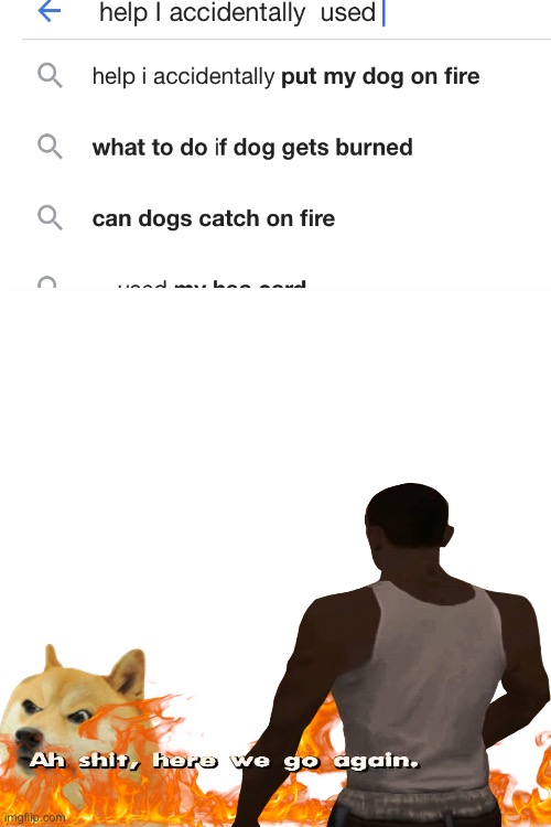 Help I accidentally put my dog on fire | image tagged in memes,blank transparent square | made w/ Imgflip meme maker