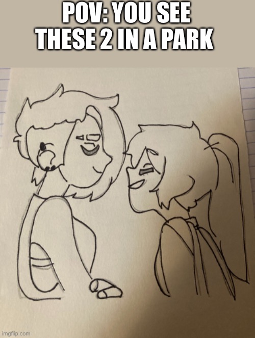 Left is Chris and the right is McKayla and yes I drew these | POV: YOU SEE THESE 2 IN A PARK | made w/ Imgflip meme maker