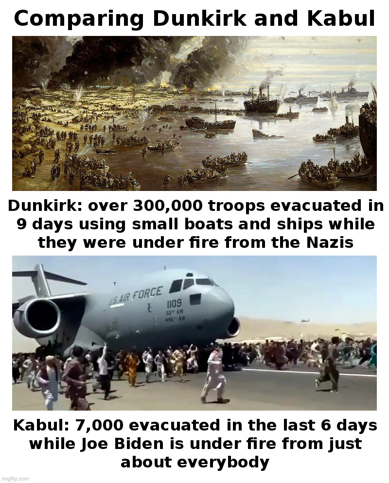 Comparing Dunkirk and Kabul: Winston Churchill and Joe Biden | image tagged in dunkirk,kabul,winston churchill,joe biden | made w/ Imgflip meme maker
