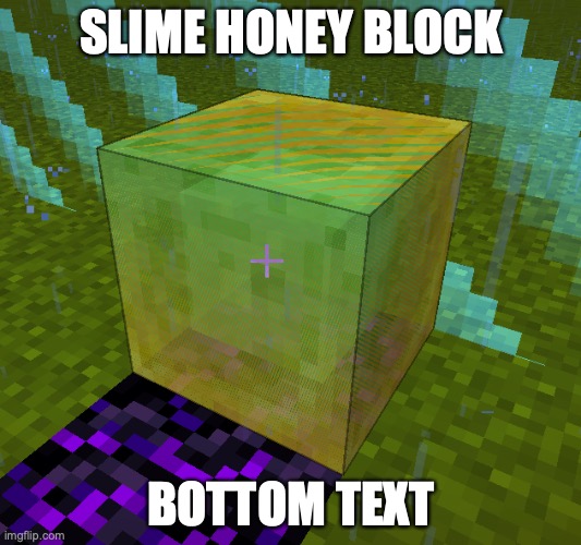 Slime Honey Block | SLIME HONEY BLOCK; BOTTOM TEXT | made w/ Imgflip meme maker