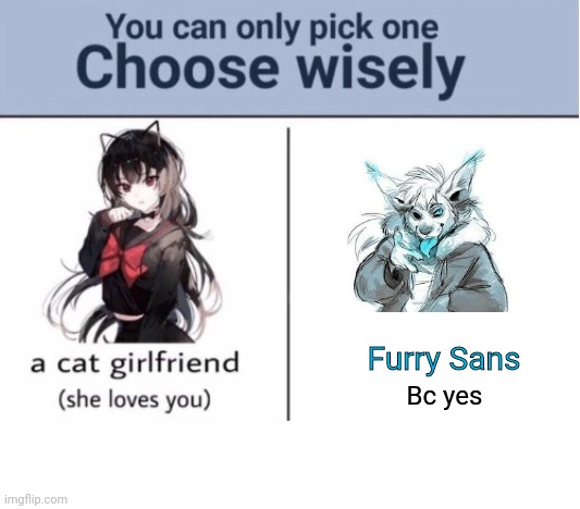 Choose wisely | Furry Sans; Bc yes | image tagged in choose wisely | made w/ Imgflip meme maker