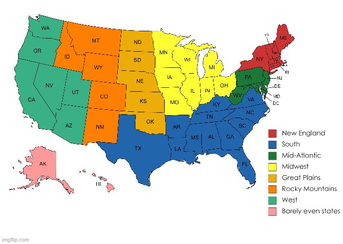 How I divide the US into regions (nobody asked) - Imgflip