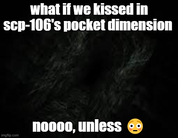 what if | what if we kissed in scp-106's pocket dimension; noooo, unless 😳 | image tagged in my dick is stuck again | made w/ Imgflip meme maker