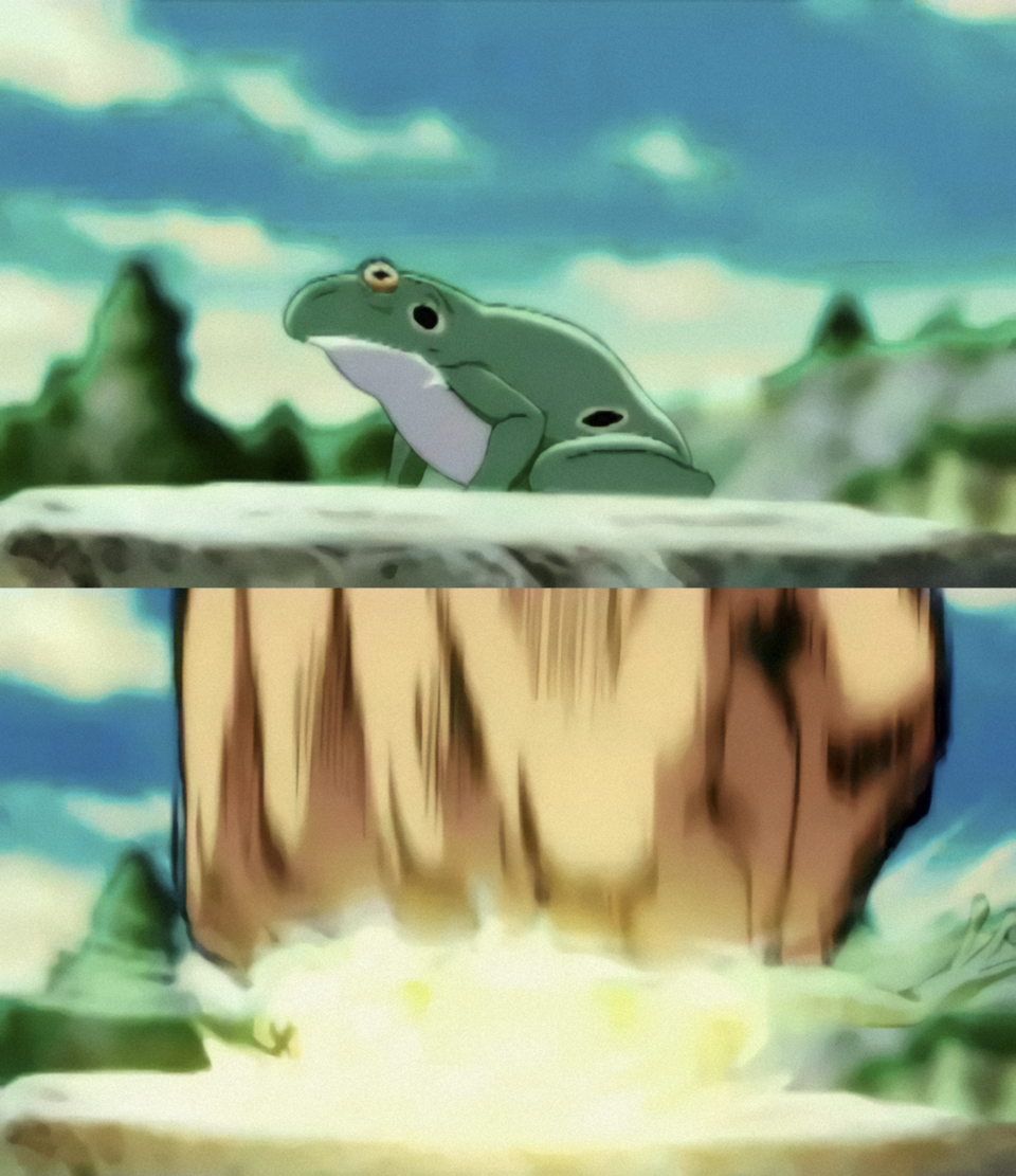 High Quality Will A. Zeppeli punches frog Blank Meme Template