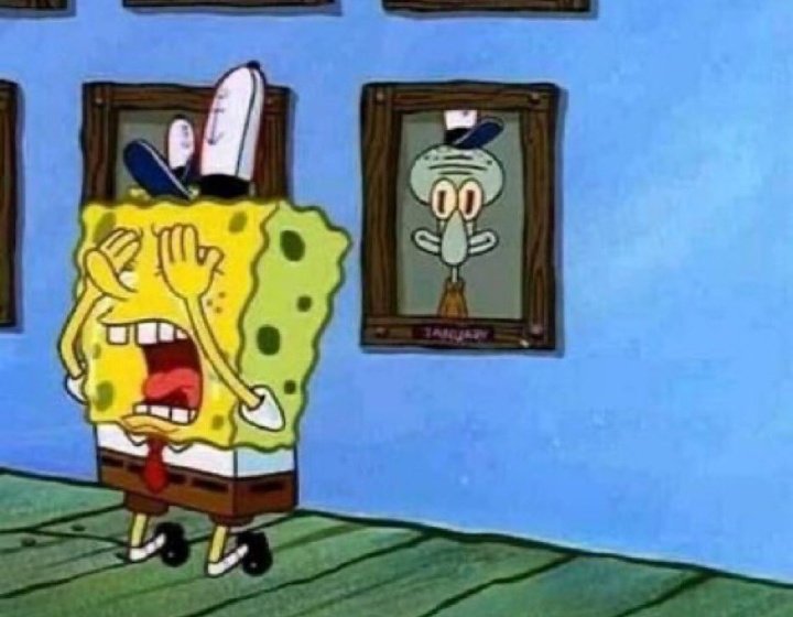 High Quality Spongebob crying from painting Blank Meme Template