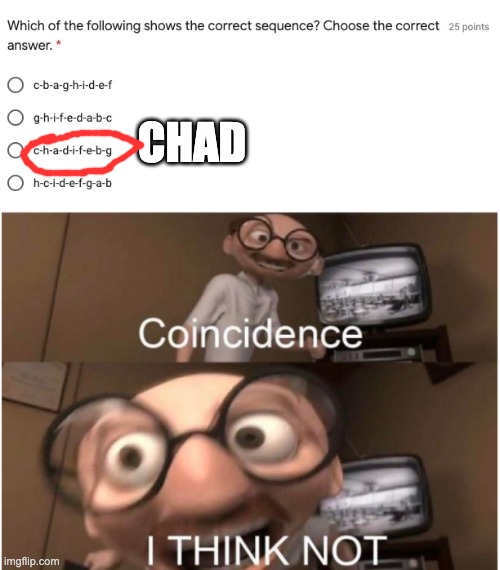 CHAD | image tagged in coincidence i think not,chad | made w/ Imgflip meme maker