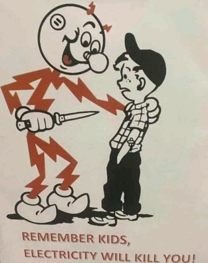 High Quality 1970 Kid Warning Electricity Blank Meme Template