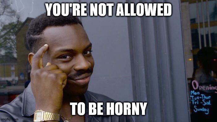 Roll Safe Think About It | YOU'RE NOT ALLOWED; TO BE HORNY | image tagged in memes,roll safe think about it | made w/ Imgflip meme maker